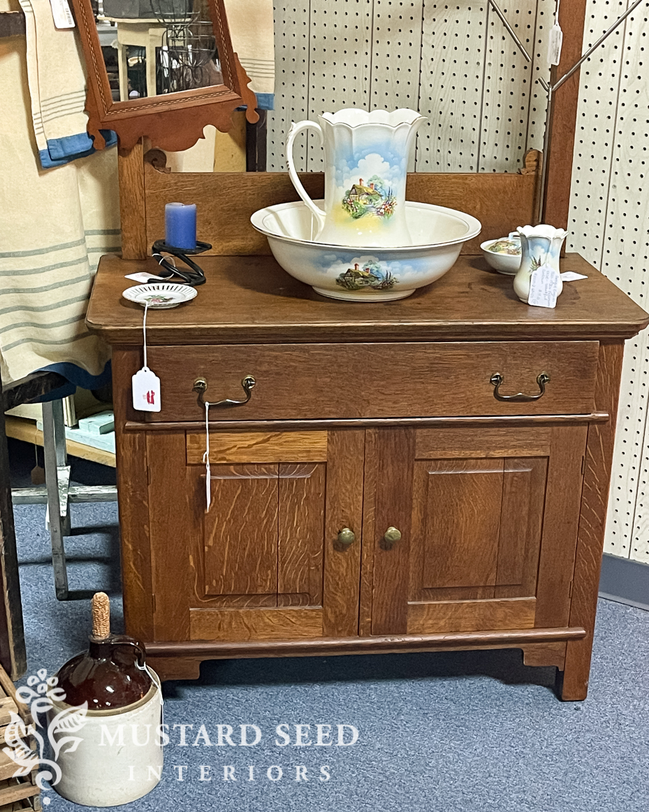 antique oak wash stand | miss mustard seed