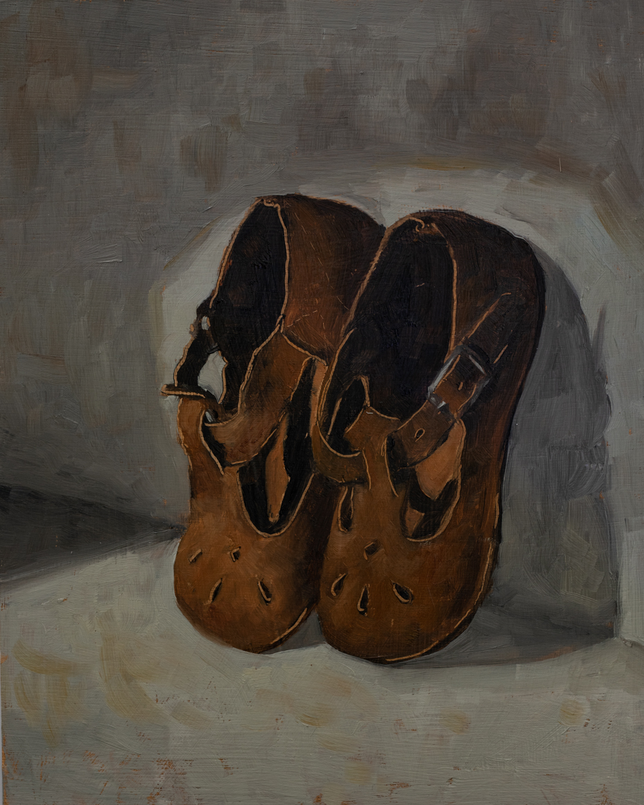 brown mary janes | original oil painting | marian parsons | miss mustard seed