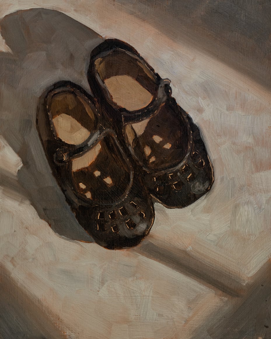 black mary janes with cutouts | original oil painting | marian parsons | miss mustard seed