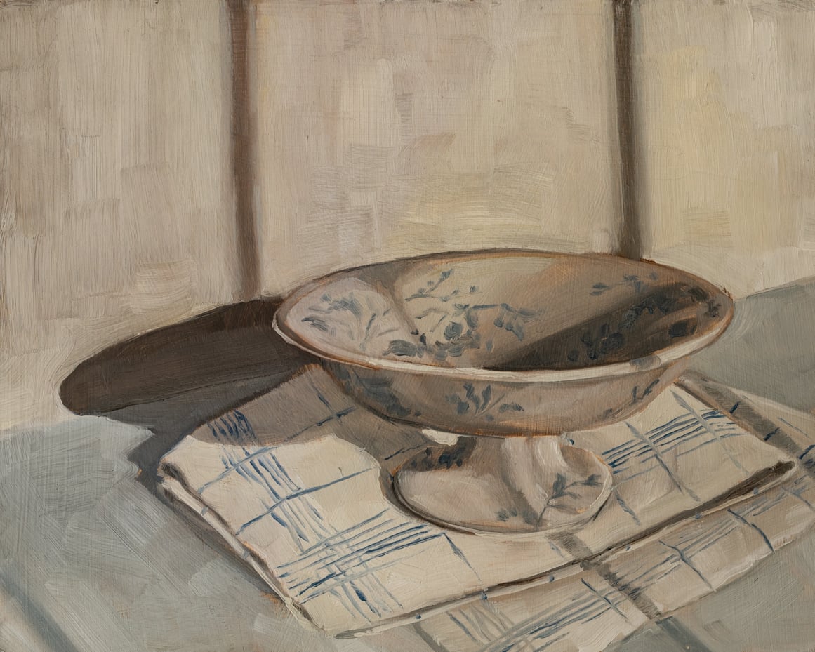 compote and a tea towel | original oil painting | marian parsons | miss mustard seed