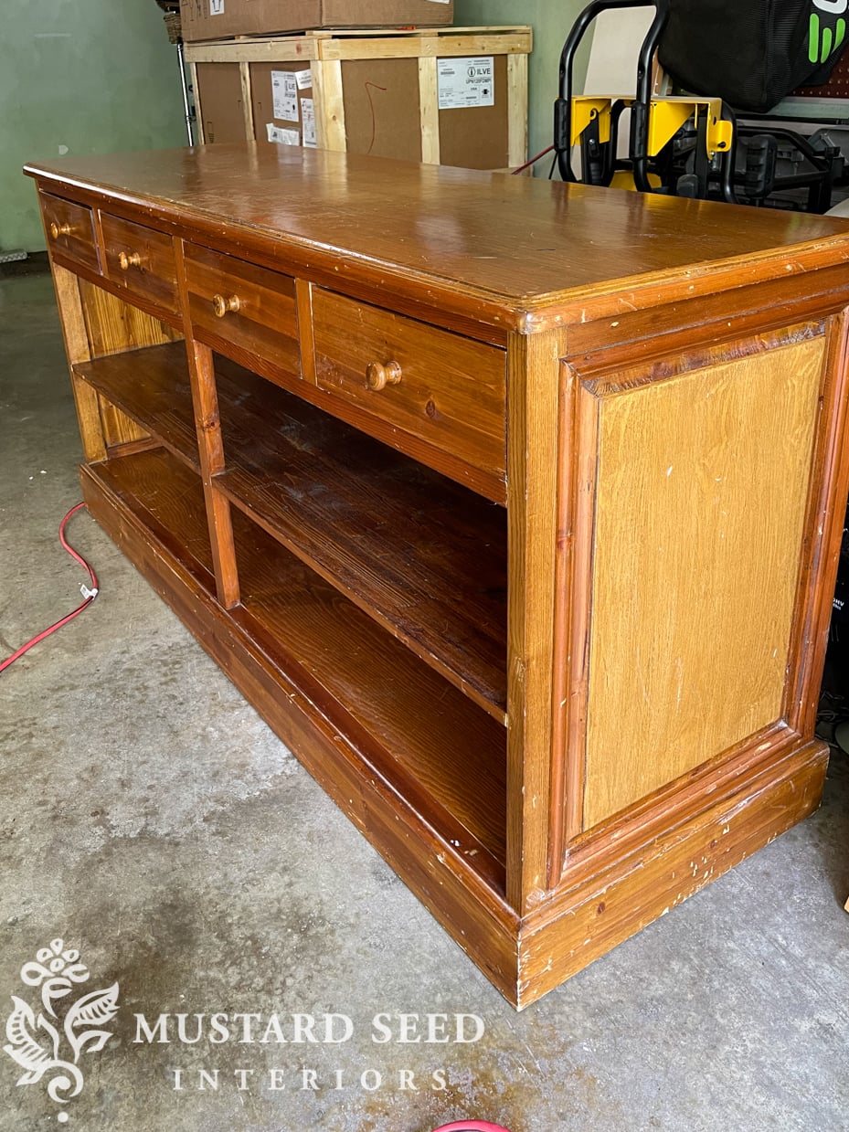 vintage pine kitchen island | miss mustard seed
