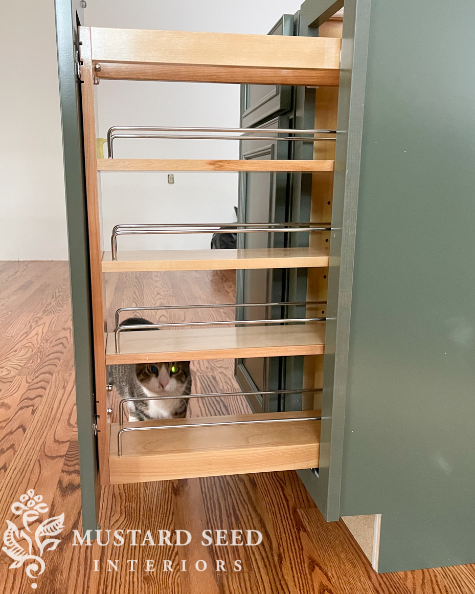 1970 kitchen renovation | waypoint painted sage 540F cabinets | miss mustard seed