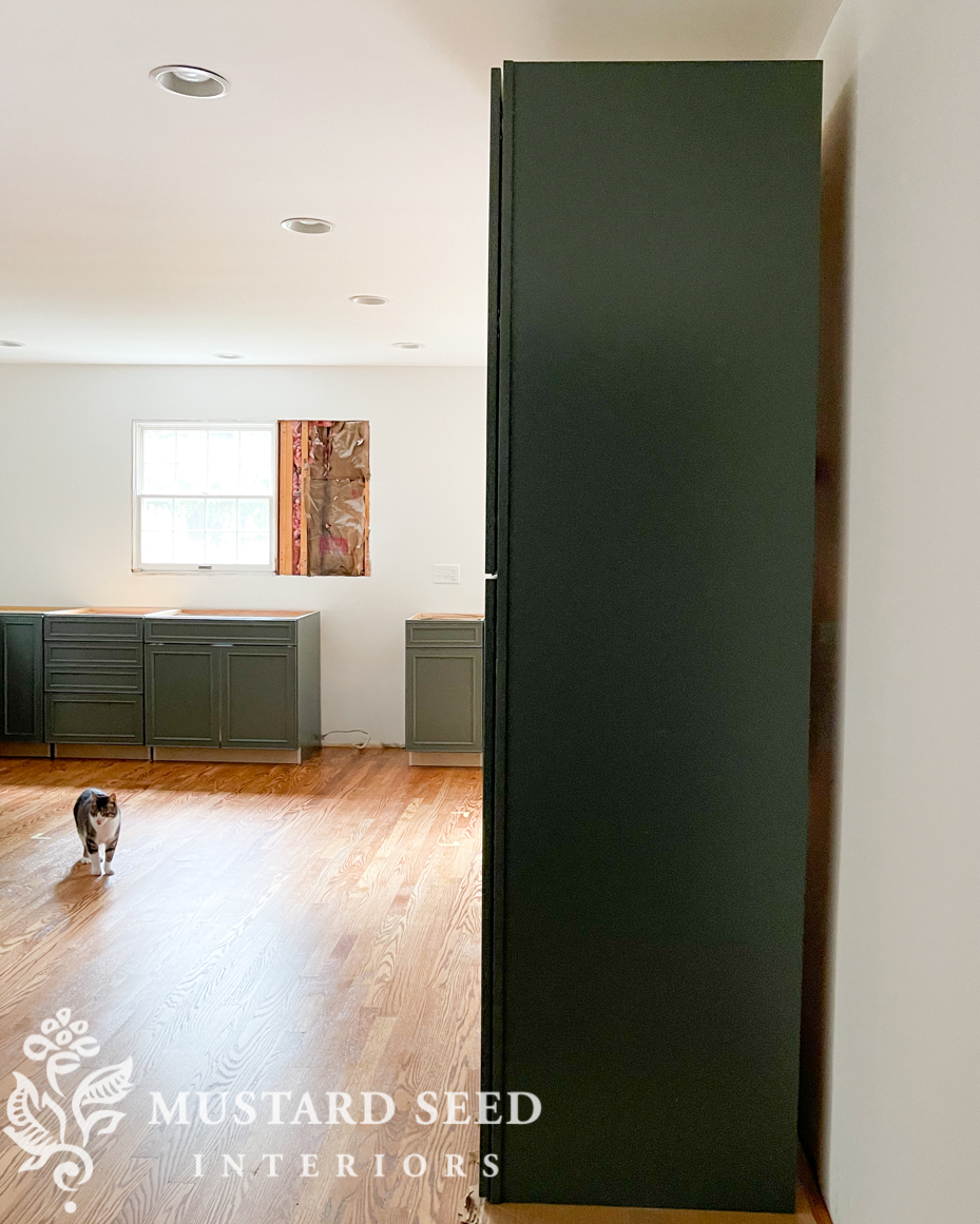 1970 kitchen renovation | waypoint painted sage 540F cabinets | miss mustard seed