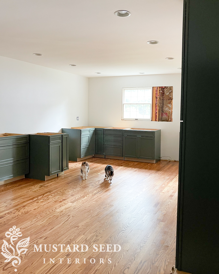 1970 kitchen renovation | waypoint painted sage 540F cabinets | miss mustard seed