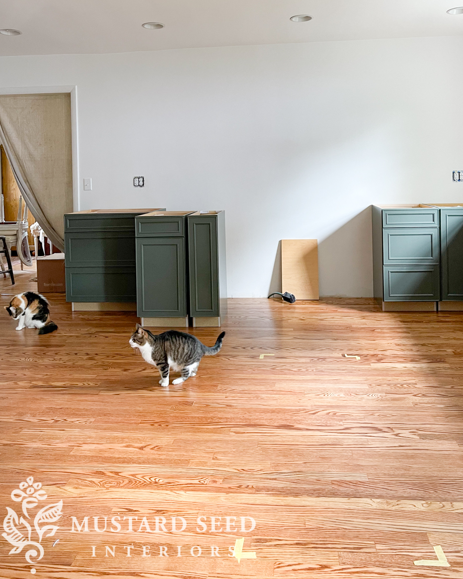 1970 kitchen renovation | waypoint painted sage 540F cabinets | miss mustard seed