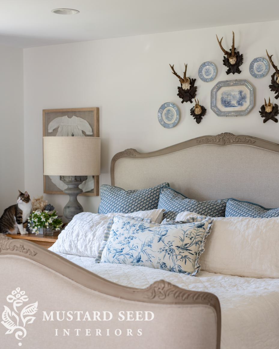 decorating over a tall headboard | miss mustard seed
