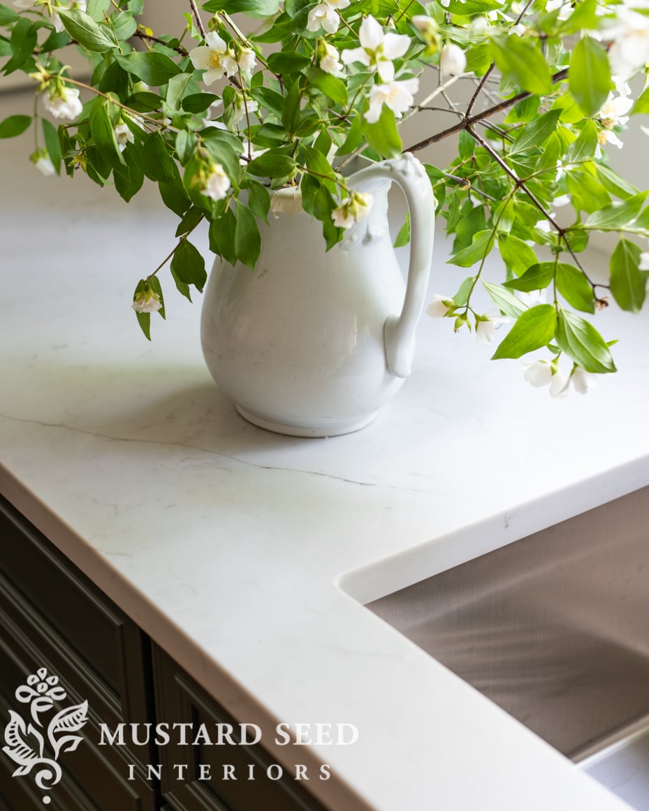 1970 kitchen renovation | Carrara caldia counters by MSI Surfaces | miss mustard seed