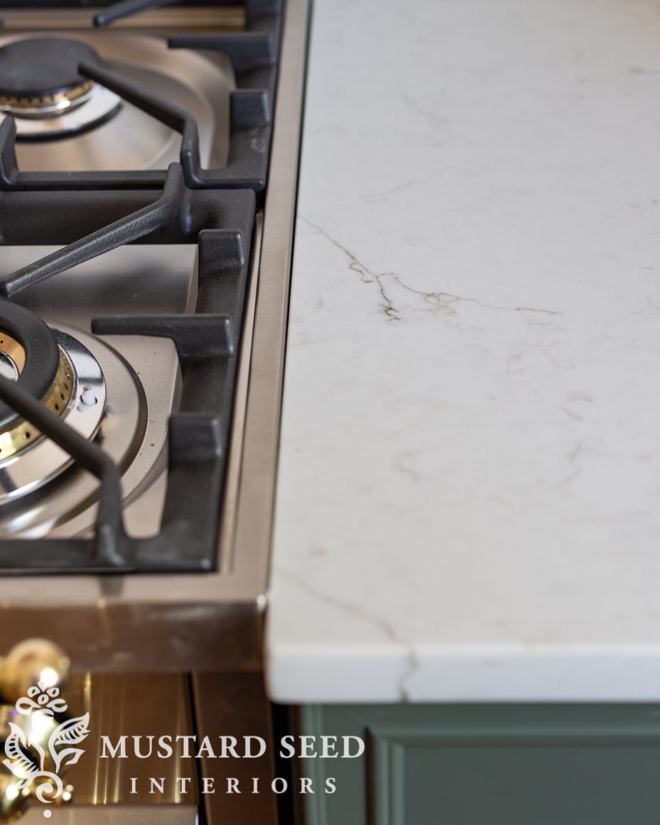 1970 kitchen renovation | Carrara caldia counters by MSI Surfaces | miss mustard seed