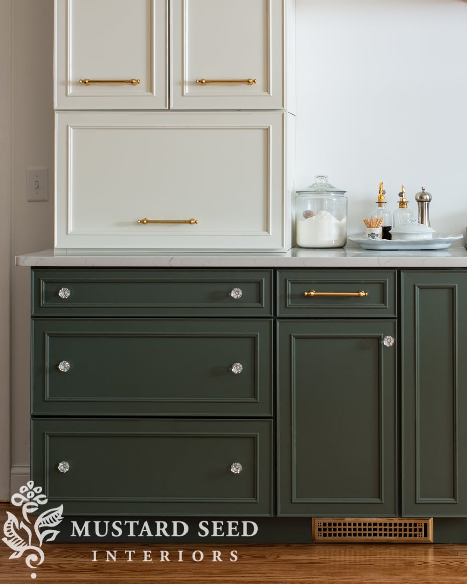 installing hardware on kitchen cabinets | 1970 kitchen renovation | miss mustard seed