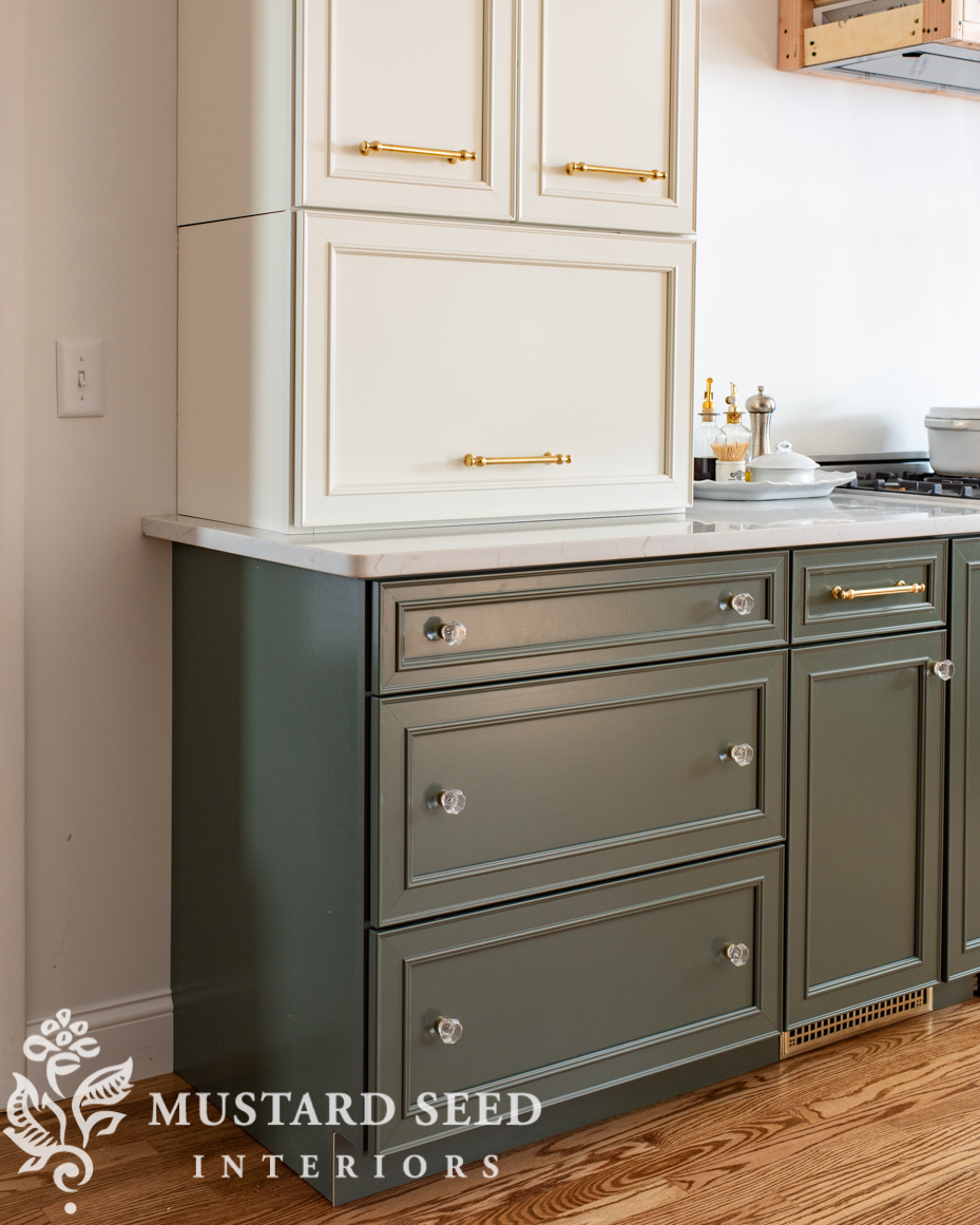 installing hardware on kitchen cabinets | 1970 kitchen renovation | miss mustard seed