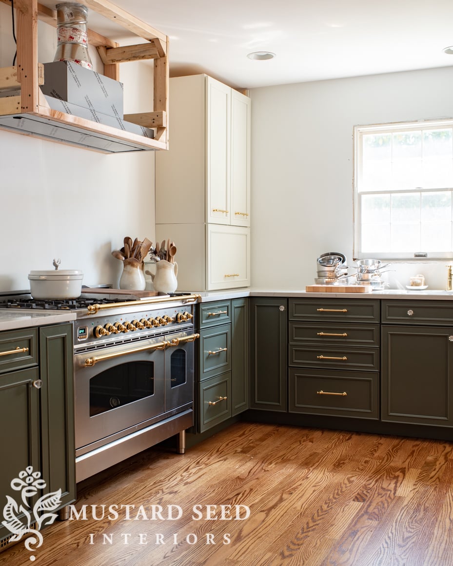 installing hardware on kitchen cabinets | 1970 kitchen renovation | miss mustard seed