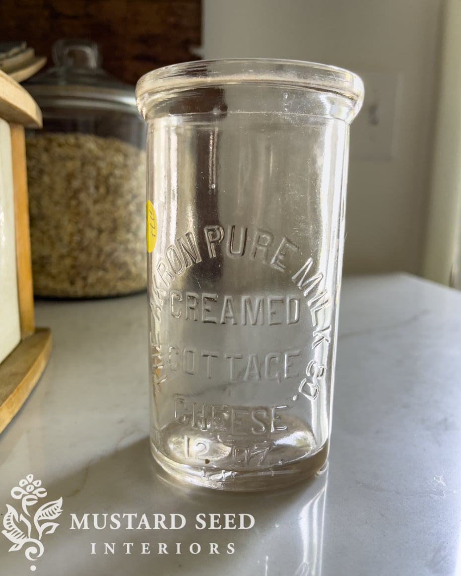 vintage glass cottage cheese jar | miss mustard seed