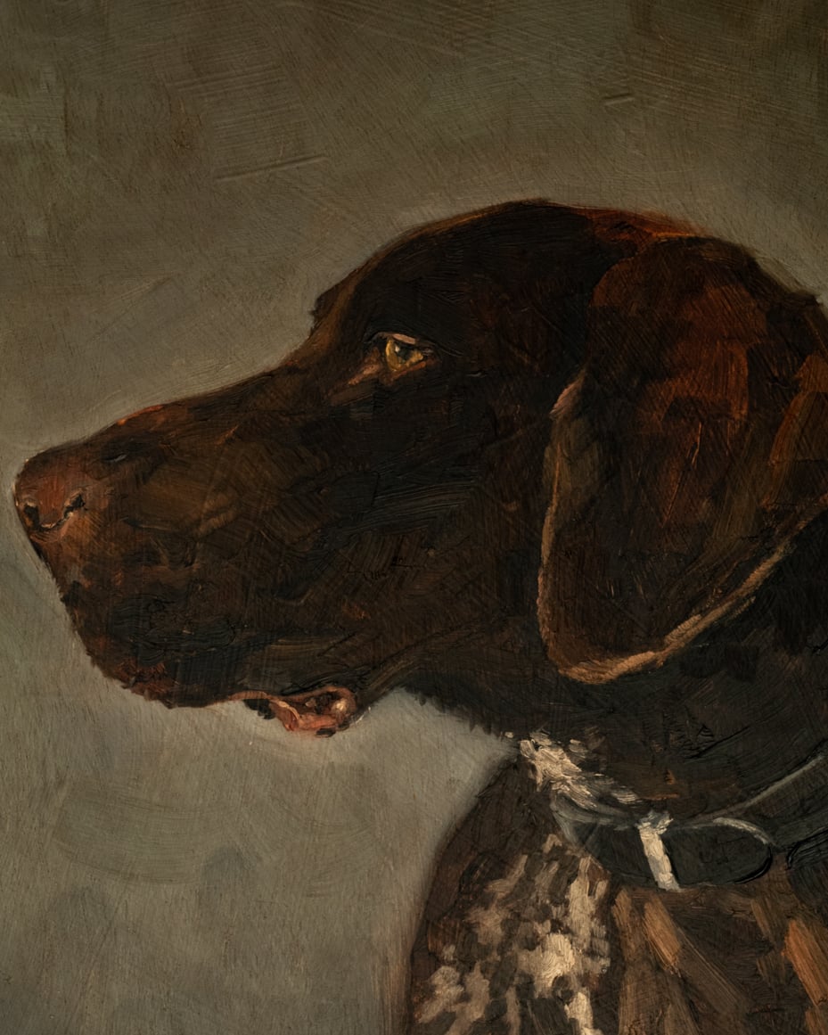 Original oil painting | bird dog painting | miss mustard seed | marian parsons art