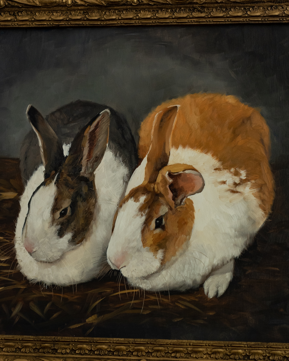 Original oil painting | rabbit bunny painting | miss mustard seed | marian parsons art