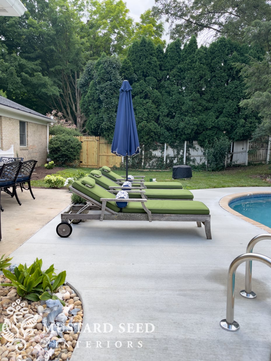 thrifted teak patio lounge chairs | miss mustard seed
