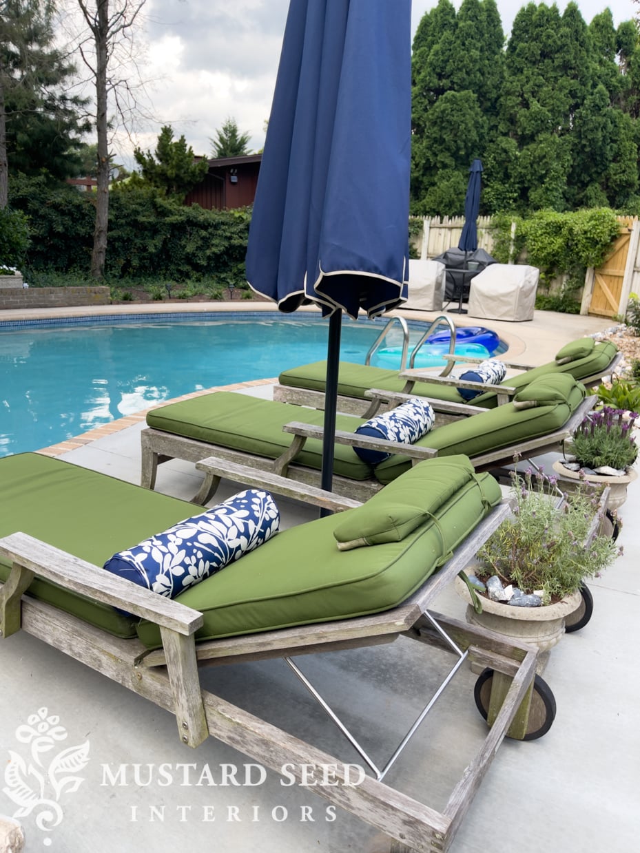 thrifted teak patio lounge chairs | miss mustard seed