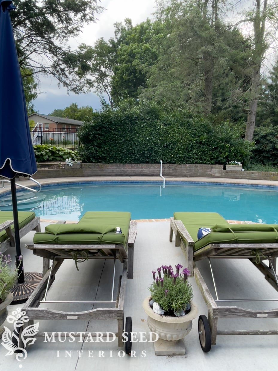thrifted teak patio lounge chairs | miss mustard seed