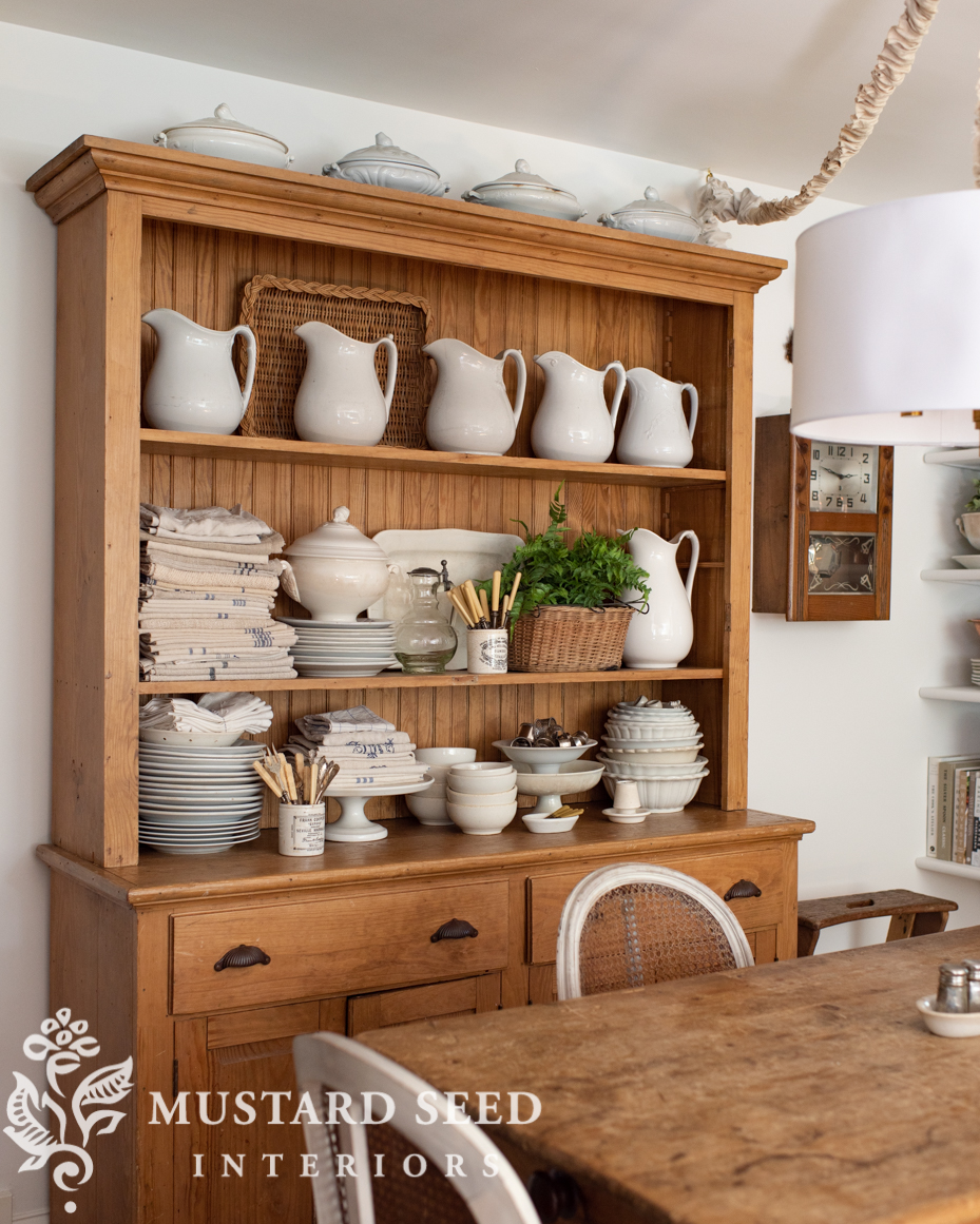 shelf styling | white ironstone collection | miss mustard seed