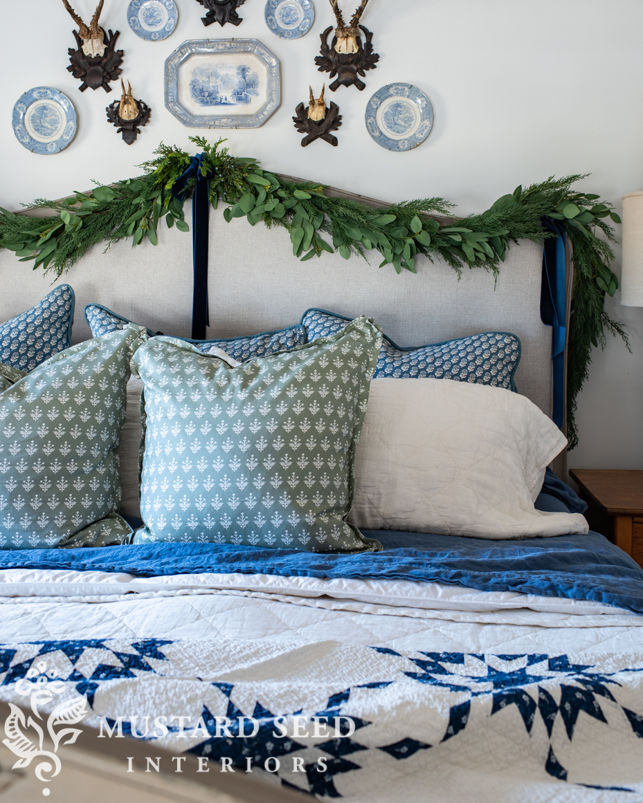 bedding from brooklinen | Christmas decorating ideas for bedrooms | miss mustard seed