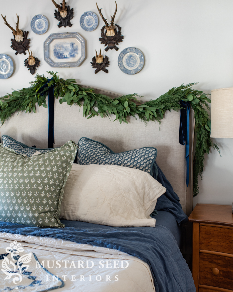 bedding from brooklinen | Christmas decorating ideas for bedrooms | miss mustard seed
