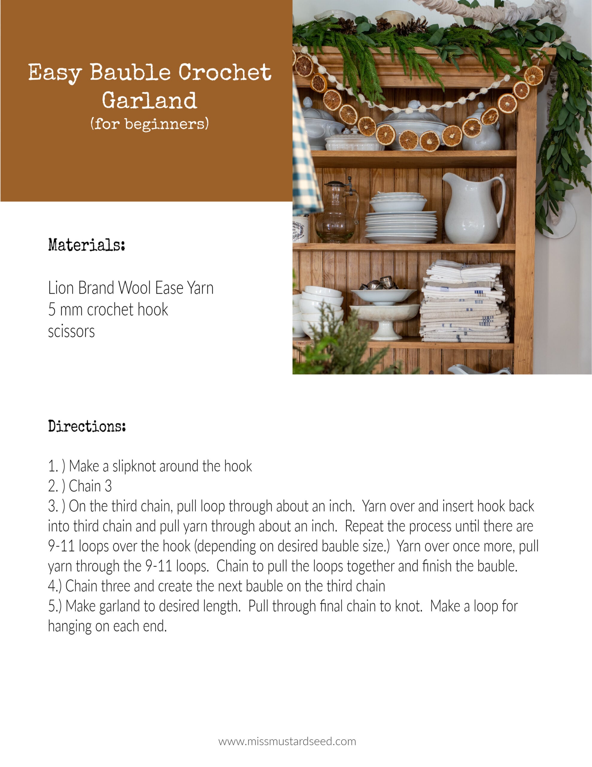 easy bauble crochet garland tutorial | miss mustard seed