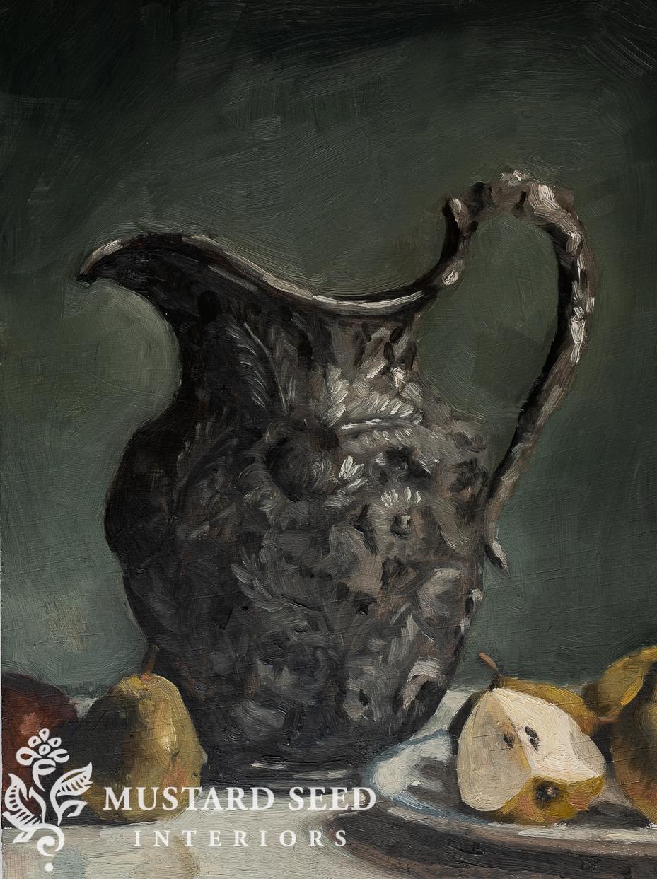 antique repoussé water pitcher | miss mustard seed