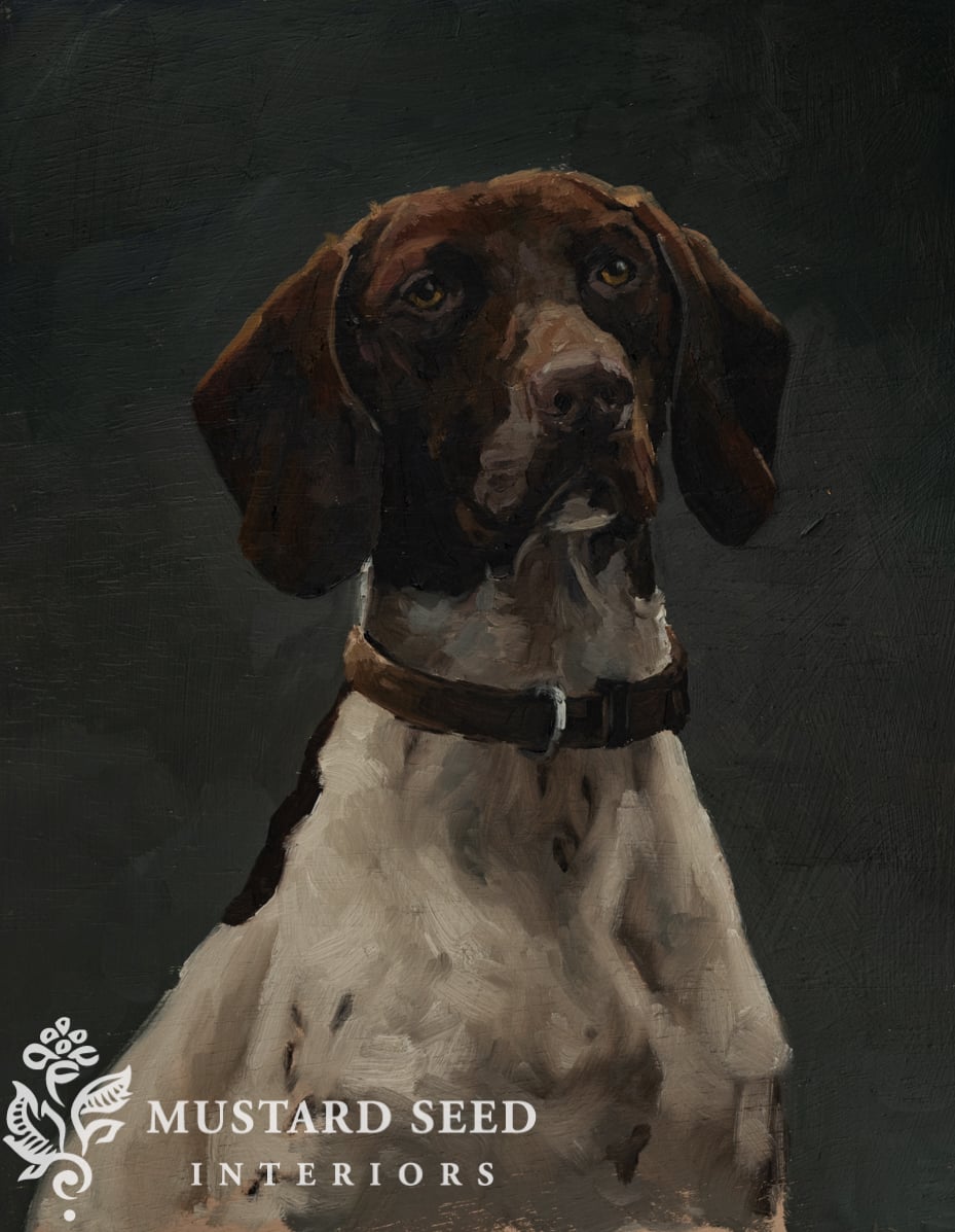 original oil painting | bird dog | miss mustard seed | marian parsons