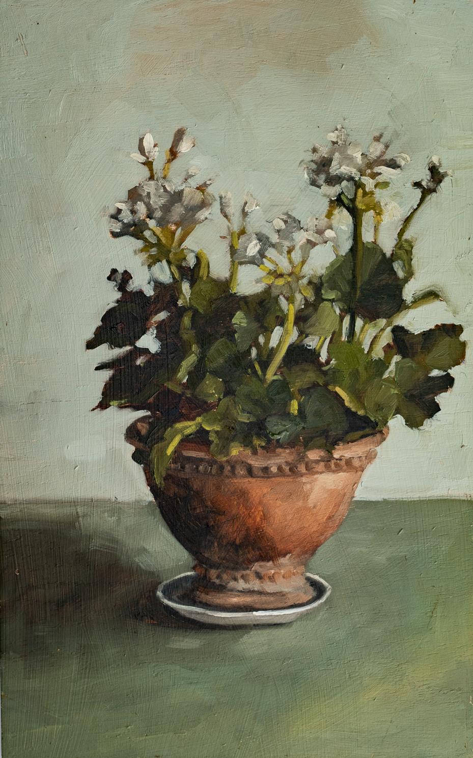 free oil painting paint along | geraniums in terra cotta pot
