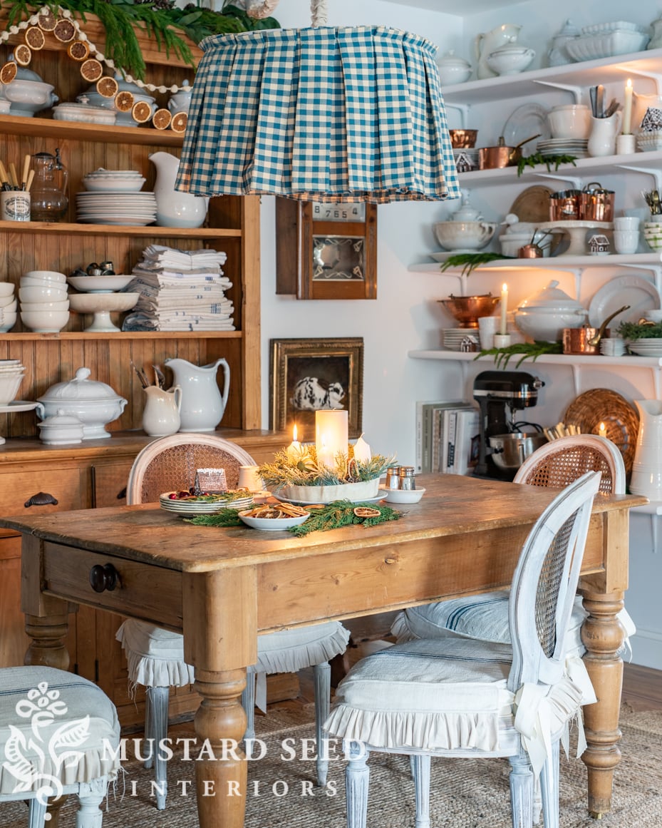 Christmas kitchen shelves | miss mustard seed