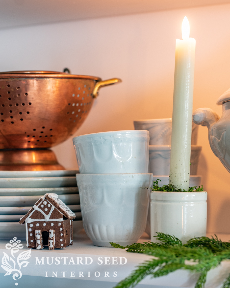 Christmas kitchen shelves | miss mustard seed
