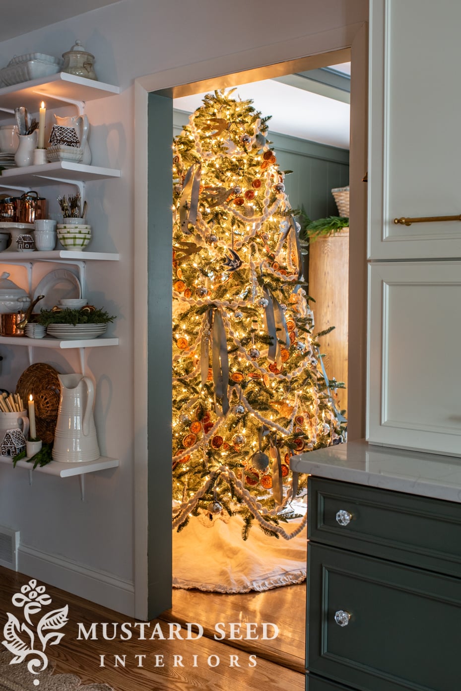 christmas tree through doorway | miss mustard seed