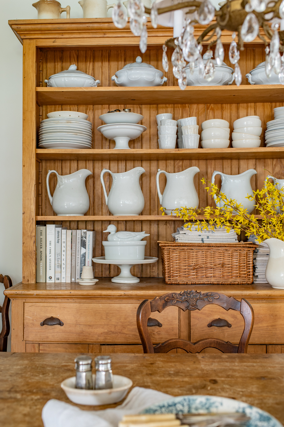 shelf styling | white ironstone collection | miss mustard seed