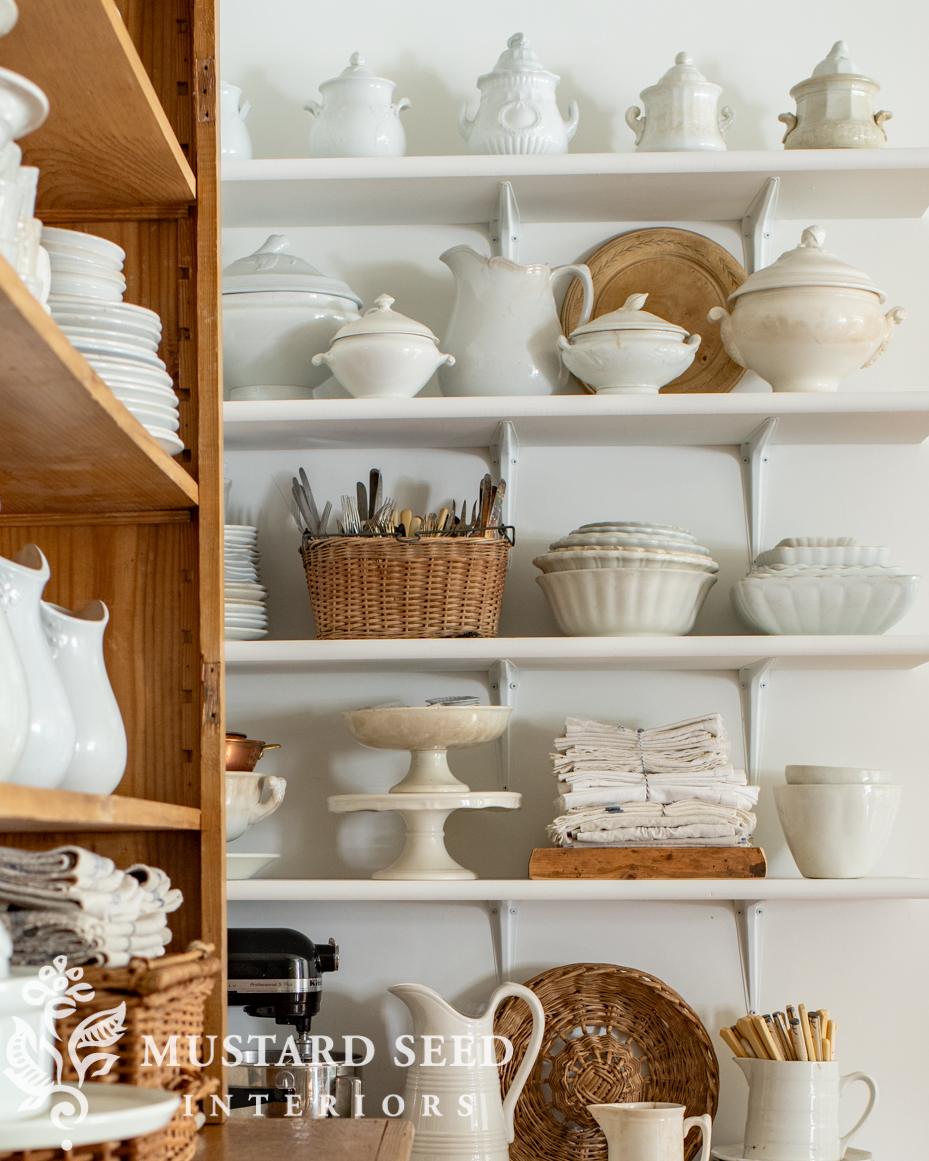 the stuff threshold | white ironstone on open shelves | miss mustard seed