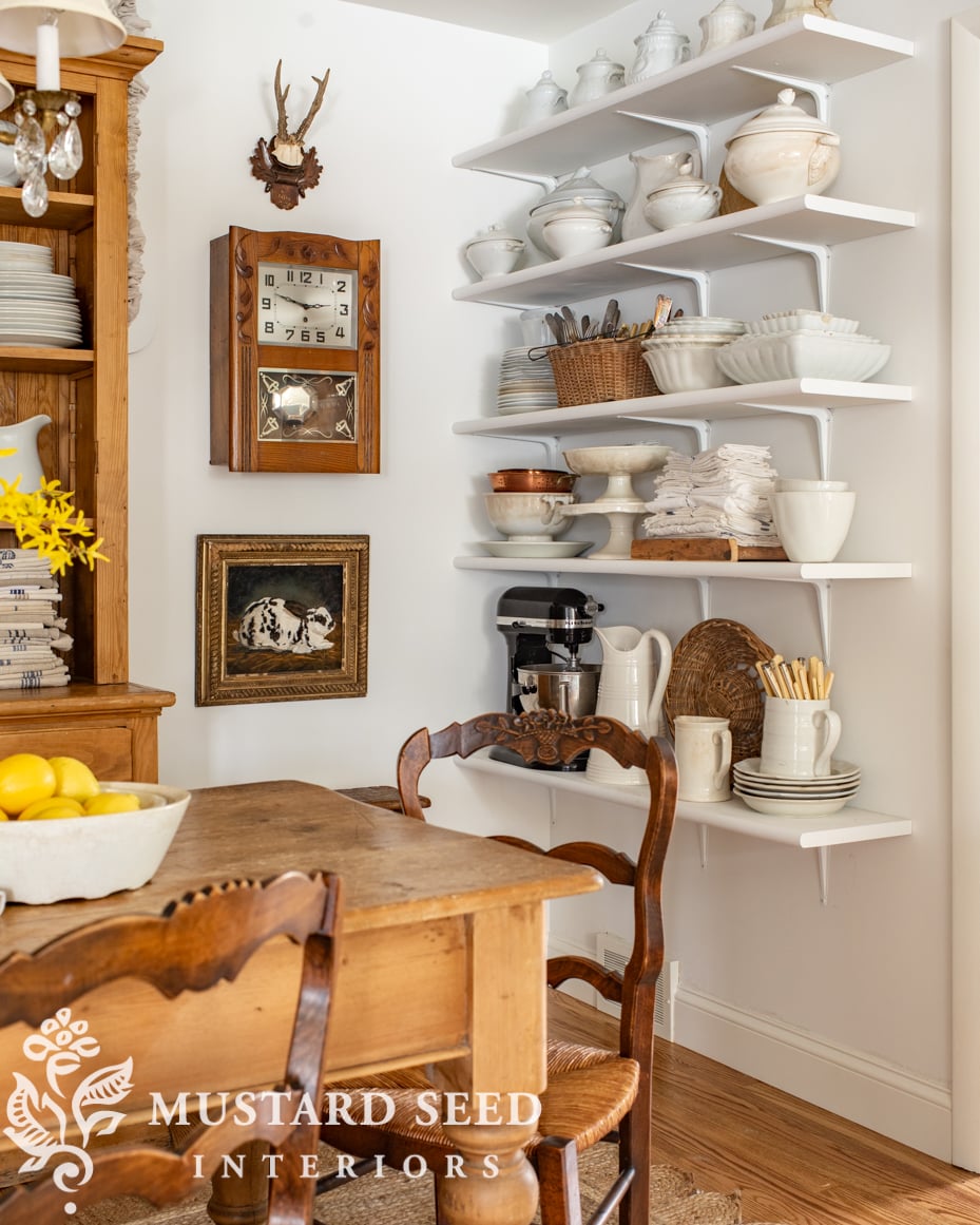 shelf styling | white ironstone collection | miss mustard seed