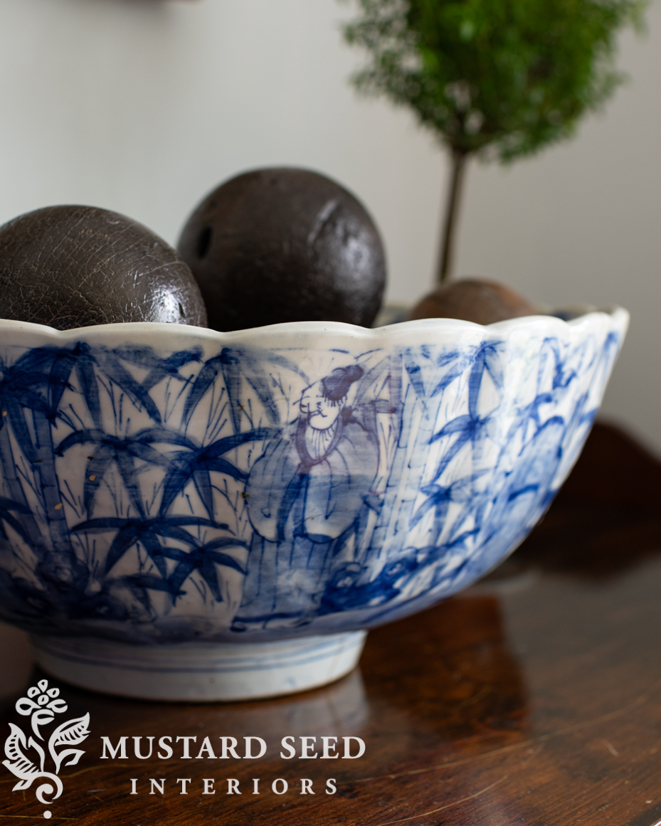 antique blue and white bowl | miss mustard seed