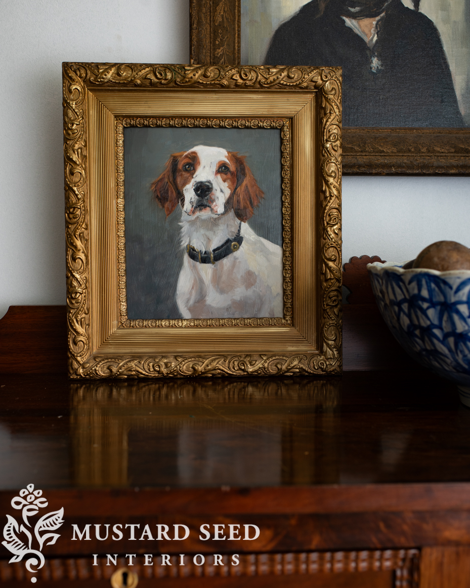 original oil painting | dog portrait | miss mustard seed | Marian Parsons fine art