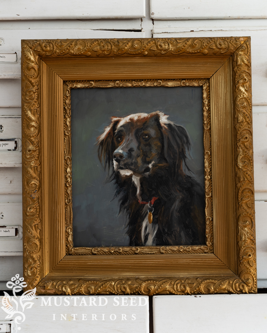 original oil painting | dog portrait | miss mustard seed | Marian Parsons fine art