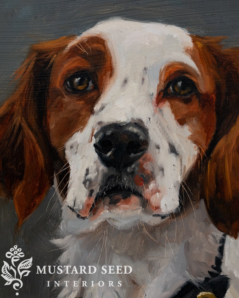 original oil painting | dog portrait | miss mustard seed | Marian Parsons fine art