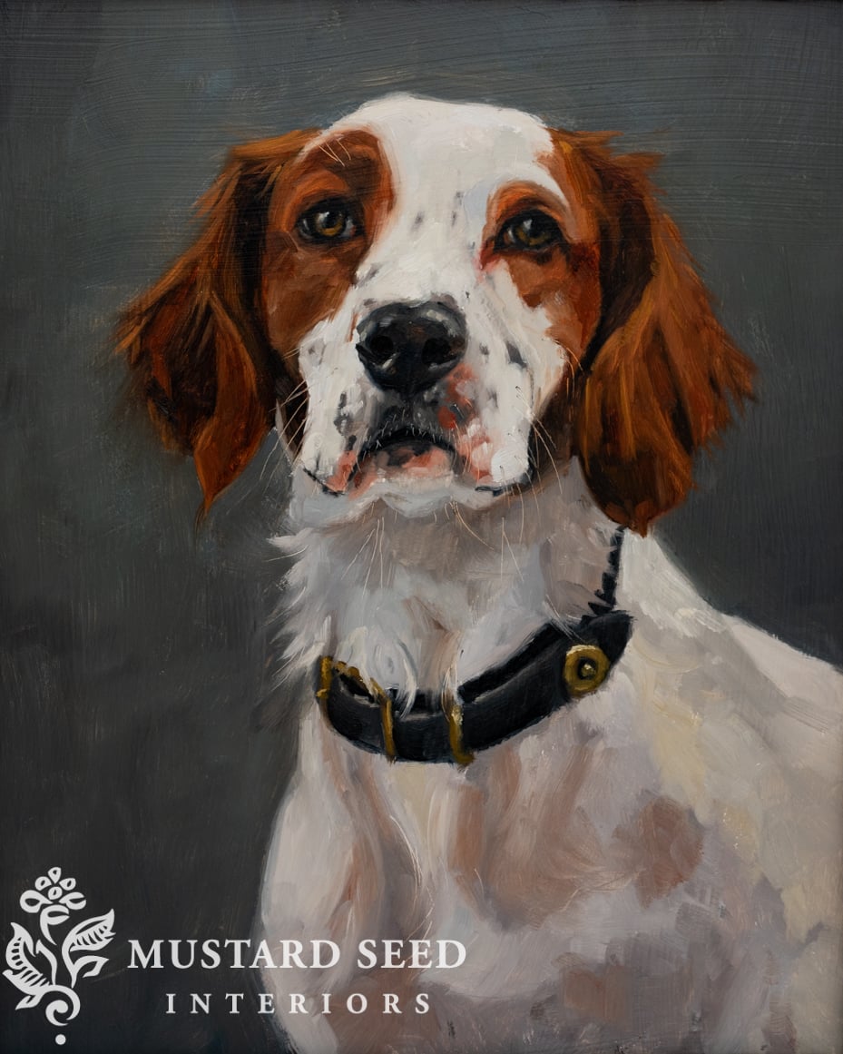 original oil painting | dog portrait | miss mustard seed | Marian Parsons fine art