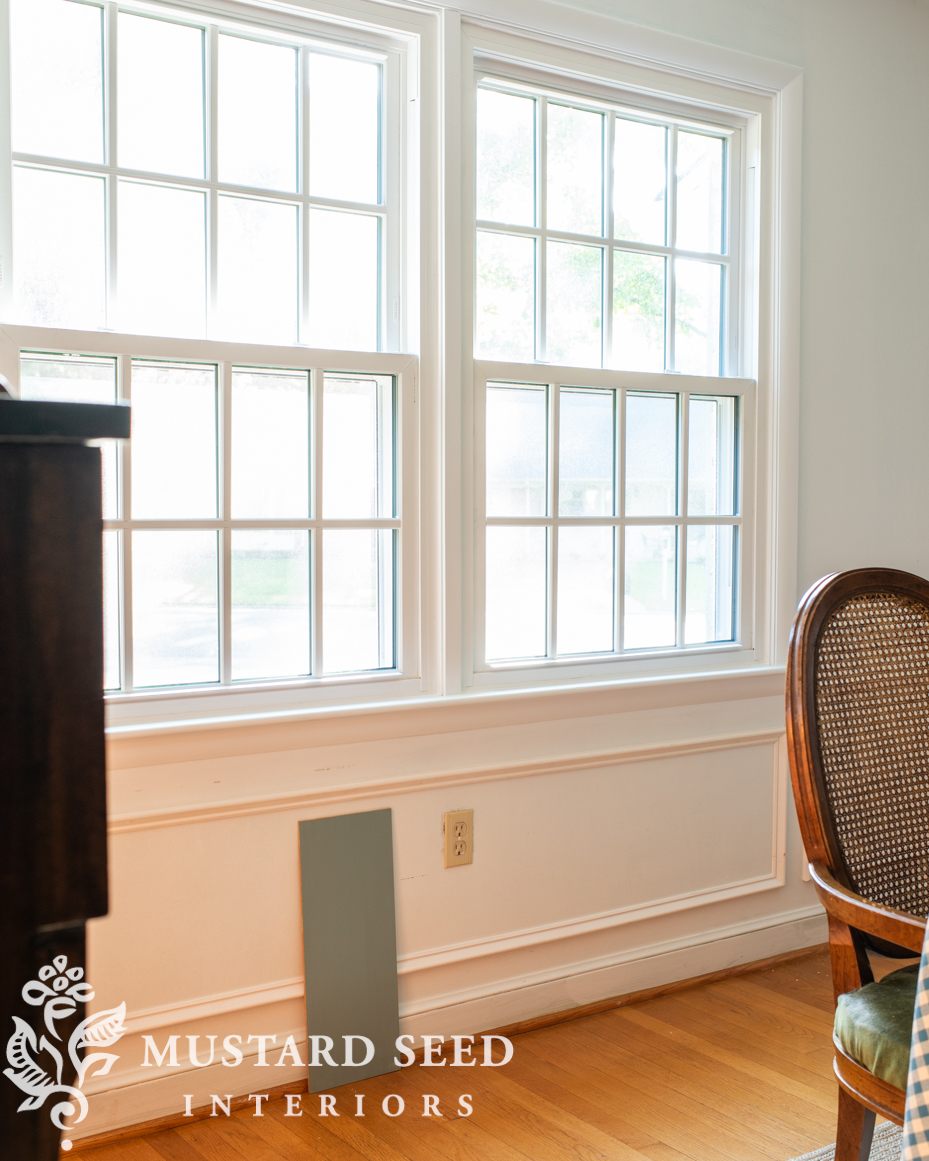 dining room makeover | picture frame molding | miss mustard seed