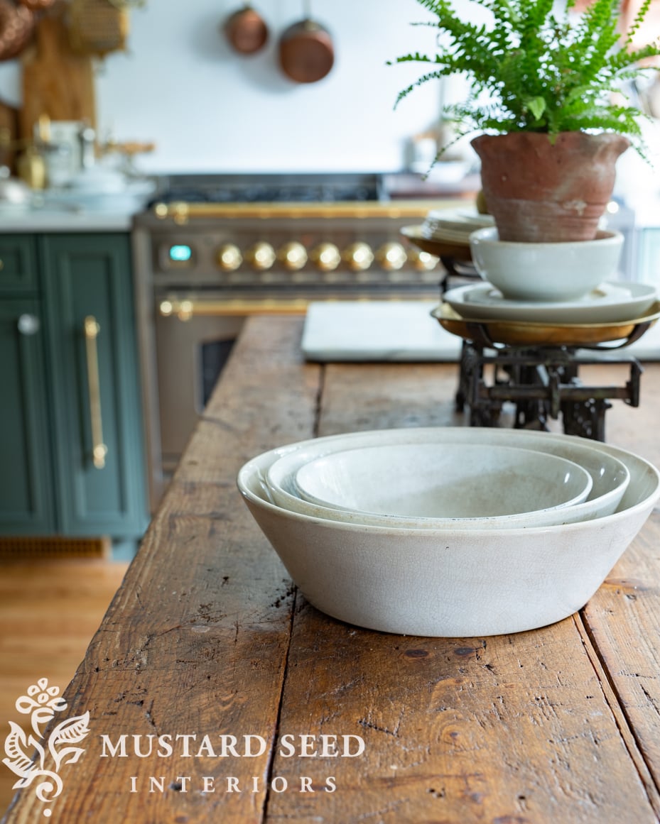antique ironstone milk pans | miss mustard seed