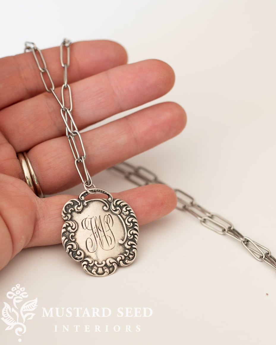 Lucketts Fall Market Purchases | necklace made from antique luggage tag | miss mustard seed