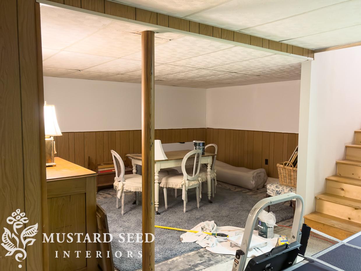 painting wallpaper | 1970 basement makeover | miss mustard seed