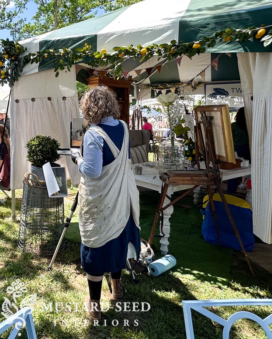 marian parsons fine art | live painting at Lucketts | miss mustard seed