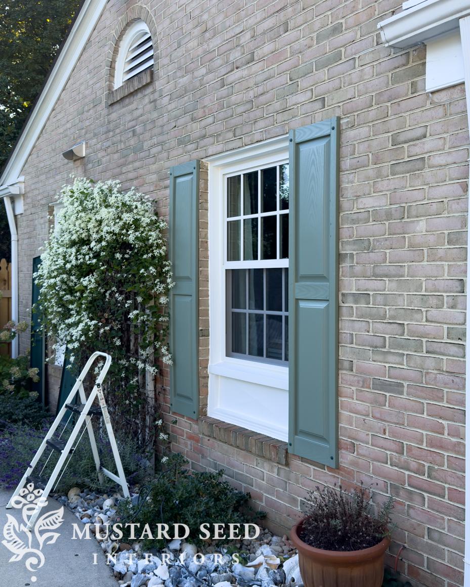 installing shutters on brick | miss mustard seed