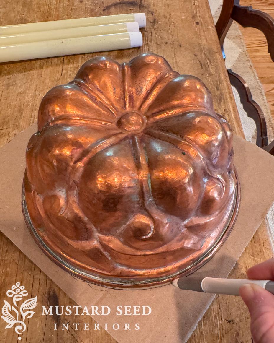 copper mold candle centerpiece | Christmas decorating | miss mustard seed