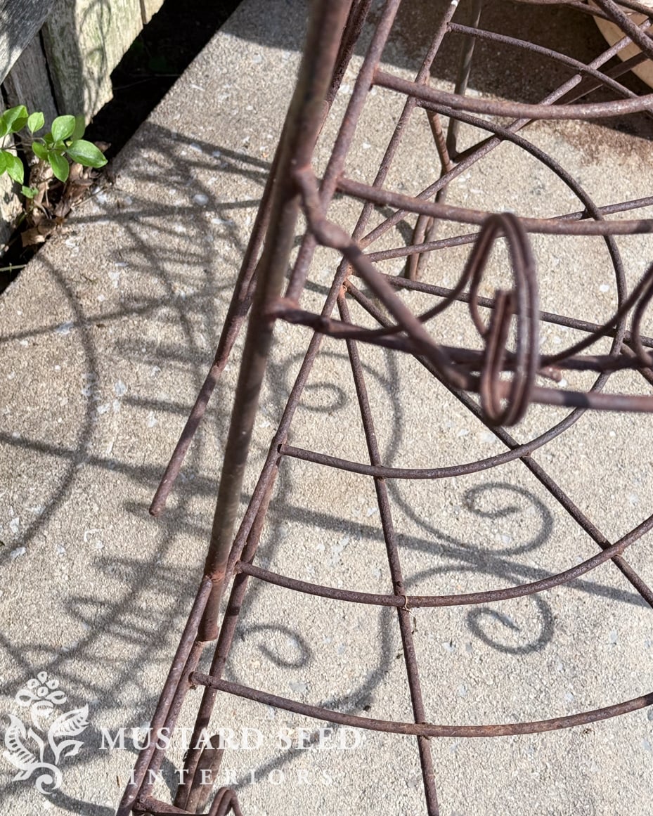 antique iron three tiered plant stand | miss mustard seed