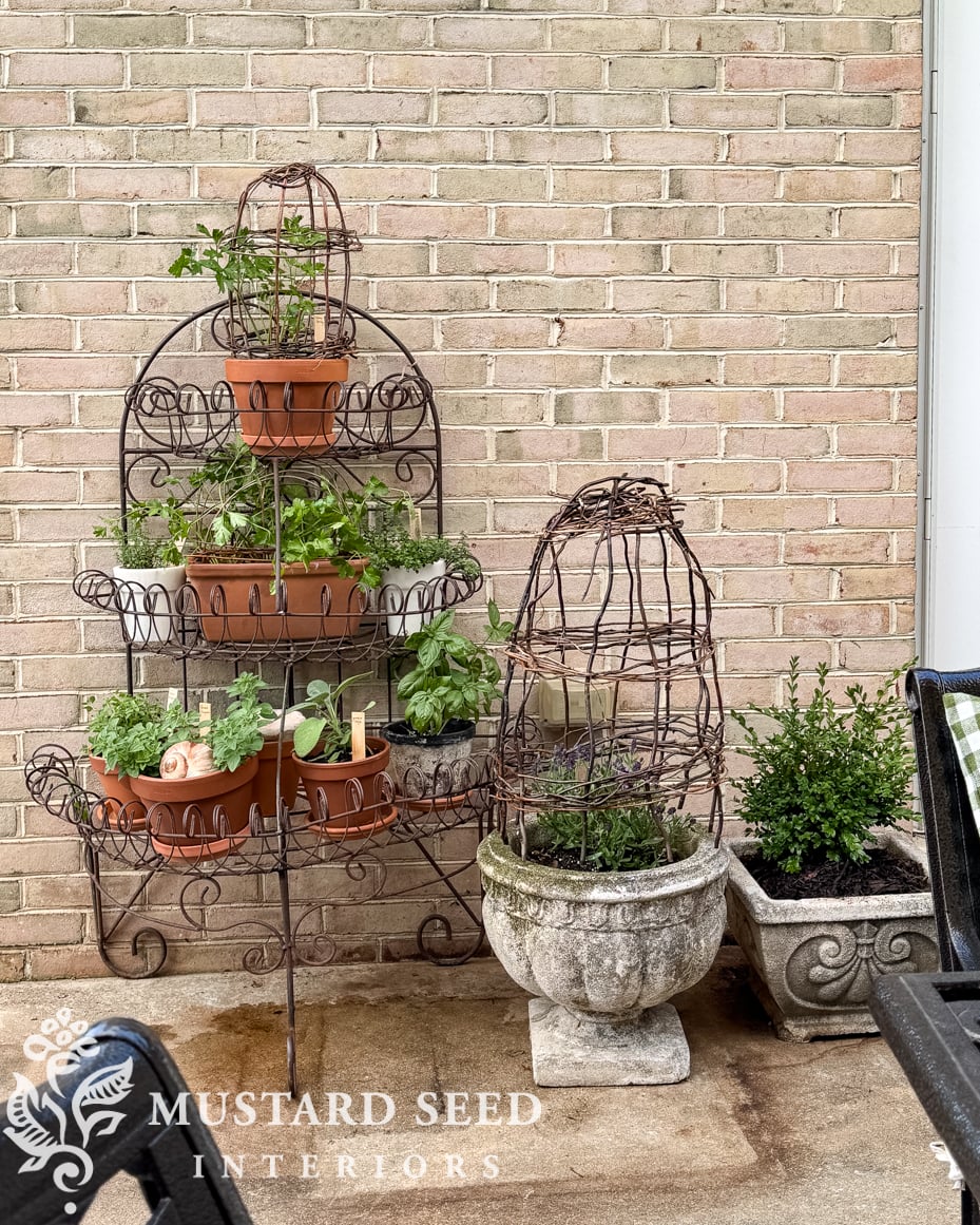 antique iron three tiered plant stand | miss mustard seed