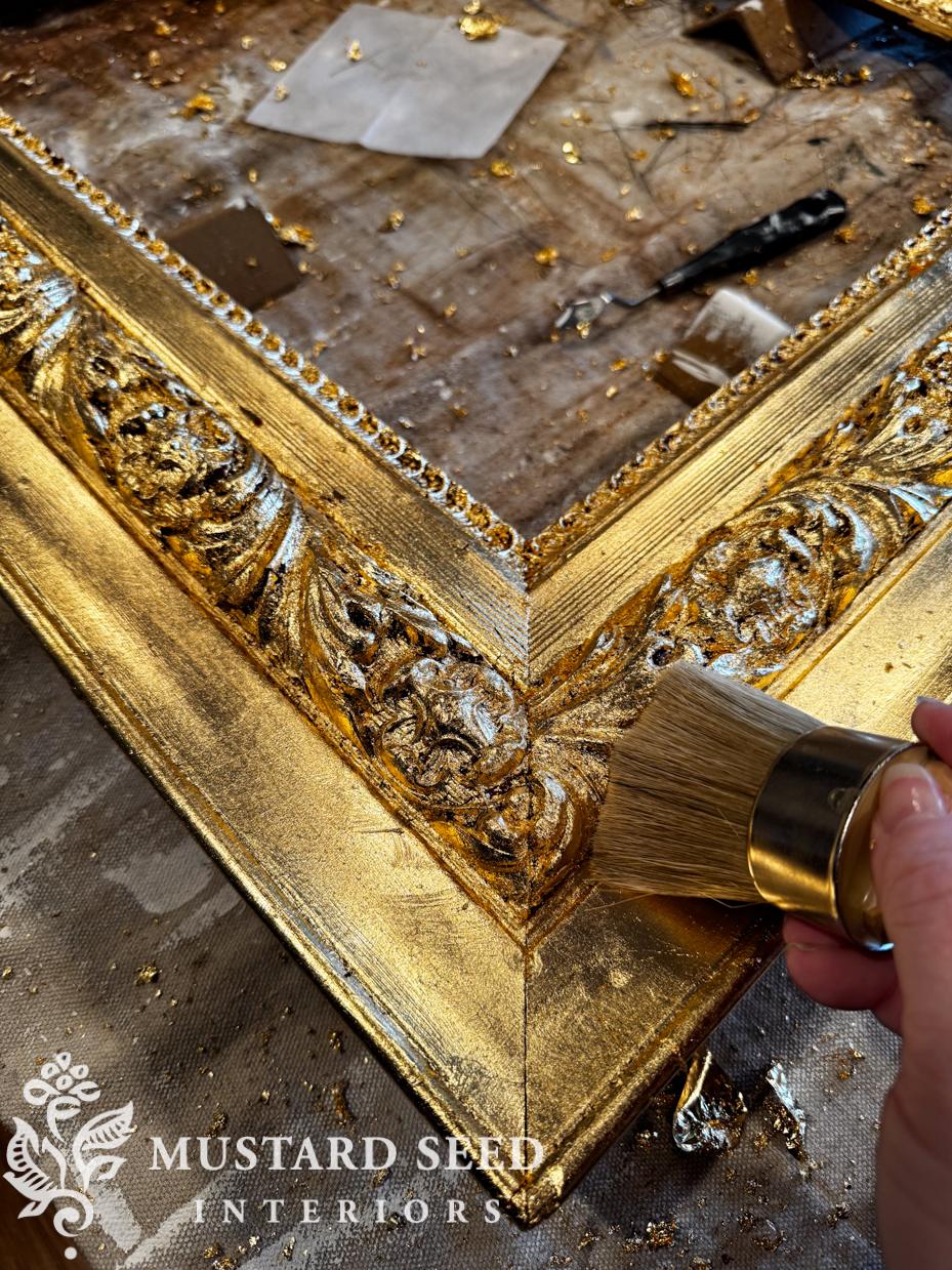 gold leafing a frame | miss mustard seed