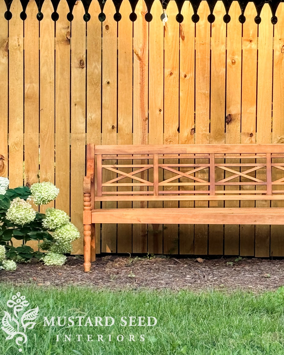 lamps plus teak bench | miss mustard seed
